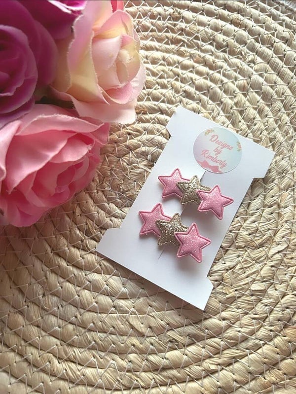 3 sterren set roze+goud