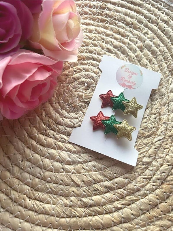 3 sterren set rood+groen+goud
