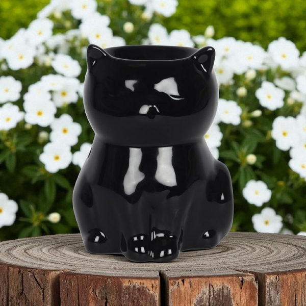 Brûle-parfum chat noir