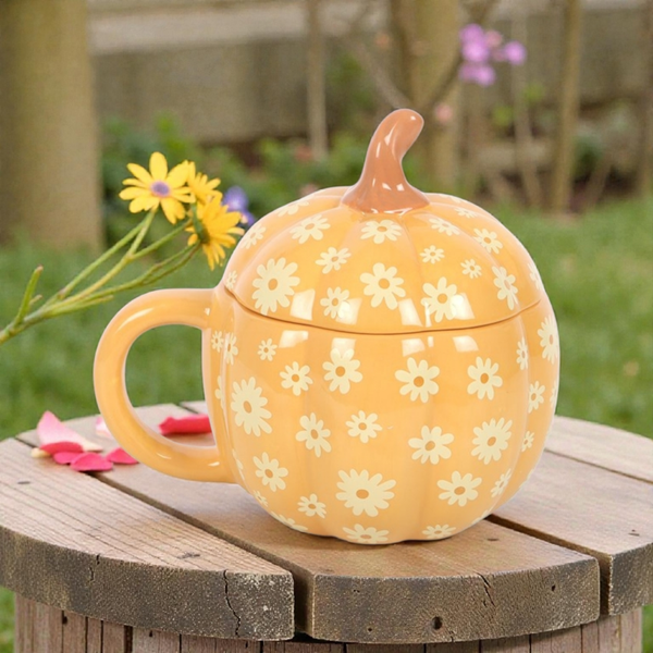 Mug citrouille fleurie