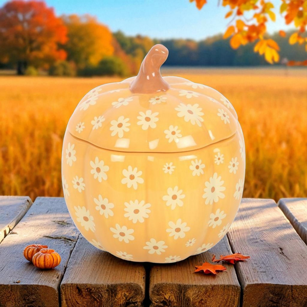 Brûle-parfum citrouille fleurie