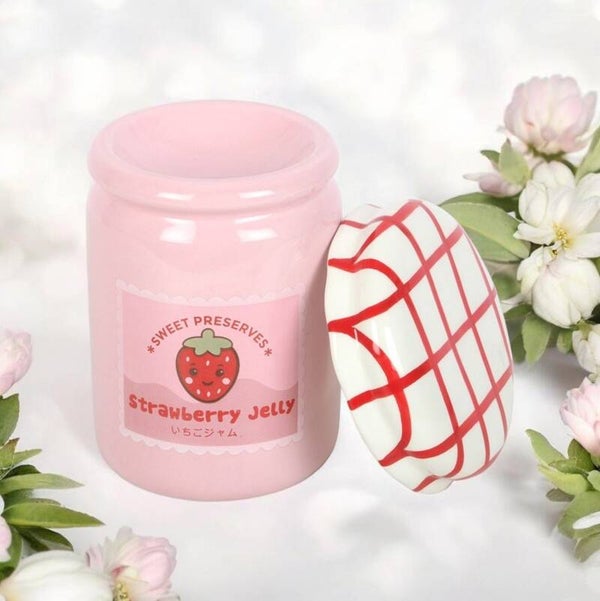 Brûle-parfum pot de confiture fraise kawaii