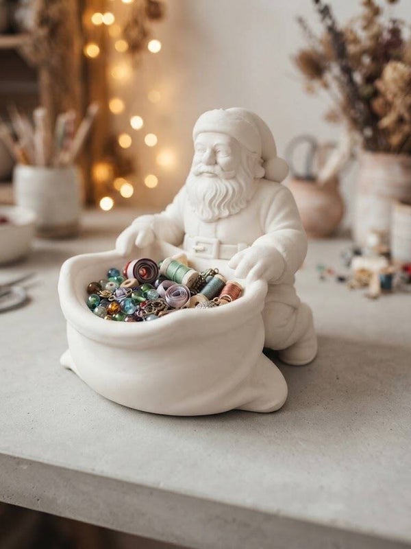 Zauberhafte Deko-Schale „Weihnachtsmann mit Geschenkesack“