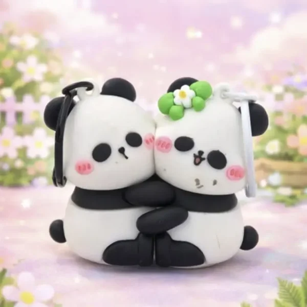 Sleutelhanger duo magnetische panda's om te delen