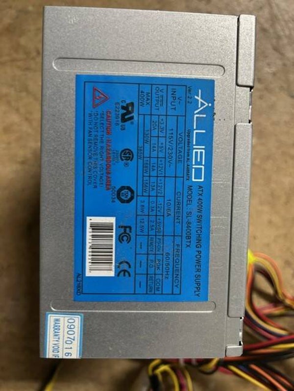 Allied ATX400W Switching Power Supply – Model SL-8400BTX