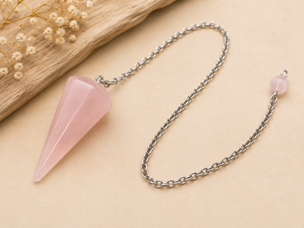 🌸 Pendule Conique en Quartz Rose – 3,5 cm
