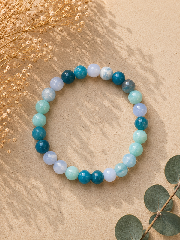 💙 Bracelet Évasion Bleue – Amazonite & Apatite Bleue
