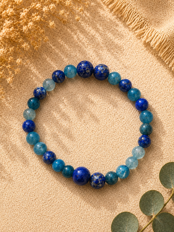 💙 Bracelet Expression – Apatite Bleue & Lapis-Lazuli