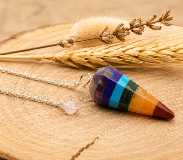 🌈 Pendule Conique 7 Chakras – 3,5 cm