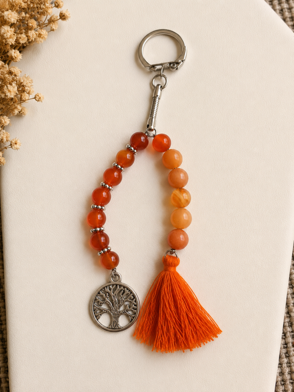 🔑 Porte-clés Cornaline – Vitalité & Confiance