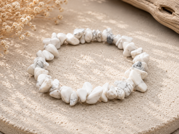 Bracelet Howlite Blanche, baroque