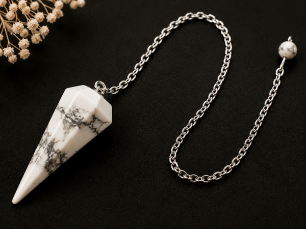 🤍 Pendule Conique en Howlite Blanche – 3,5 cm