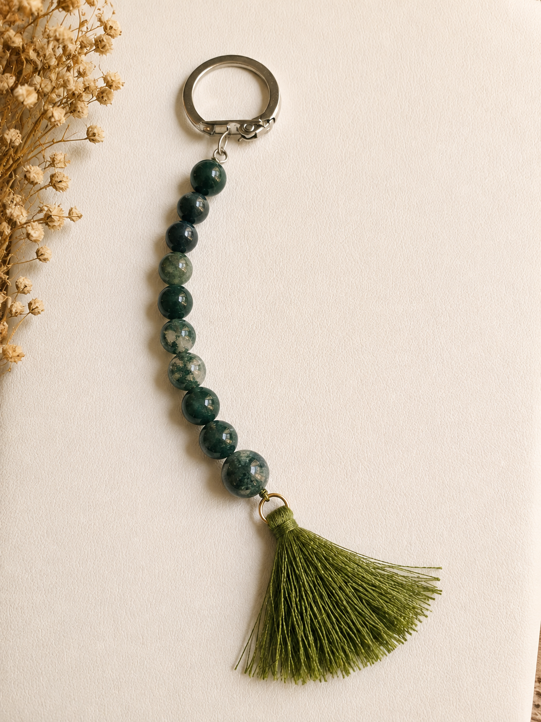 🔑 Porte-clés Agate Mousse – Équilibre & Renouveau