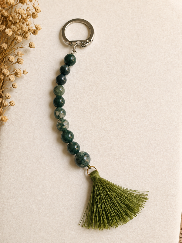 🔑 Porte-clés Agate Mousse – Équilibre & Renouveau