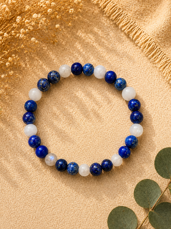 🌙 Bracelet Intuition & Sagesse – Lapis-Lazuli & Péristérite