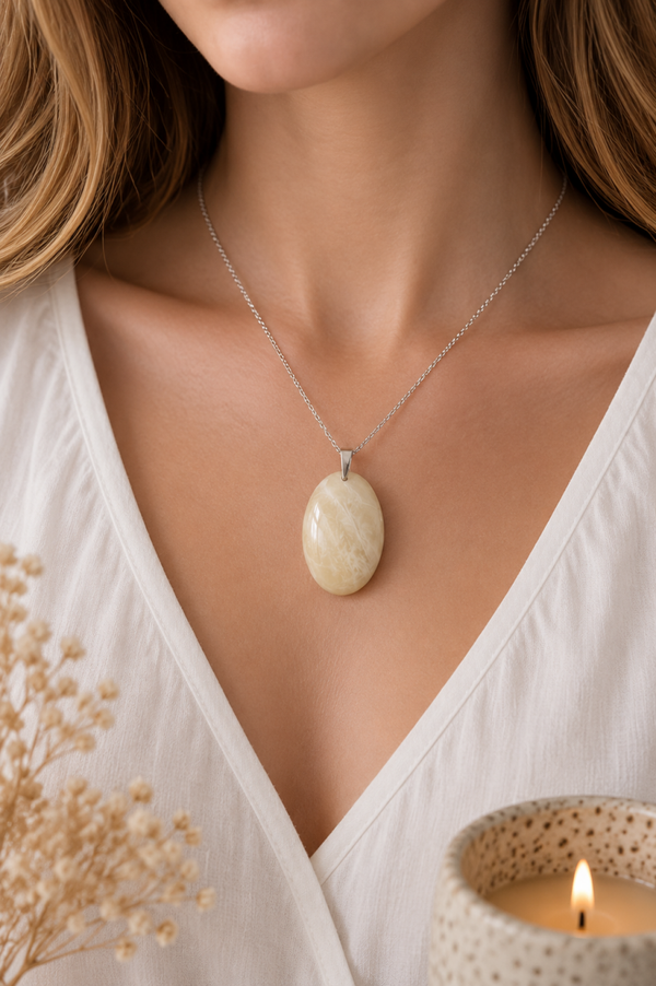 Collier Pierre de lune beige