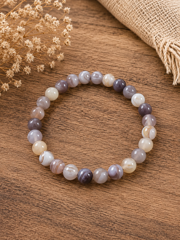 Bracelet Agate Plume 💎 La Pierre de Douceur et d’Harmonie