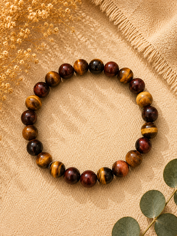 🐯 Bracelet Force & Protection – Œil de Tigre & Œil de Taureau