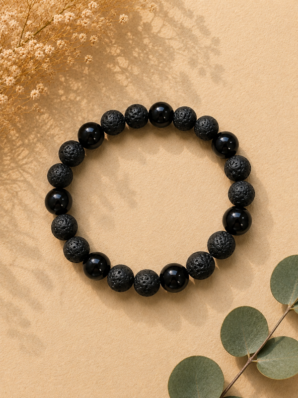 🖤 Bracelet Force & Protection – Onyx & Basalte
