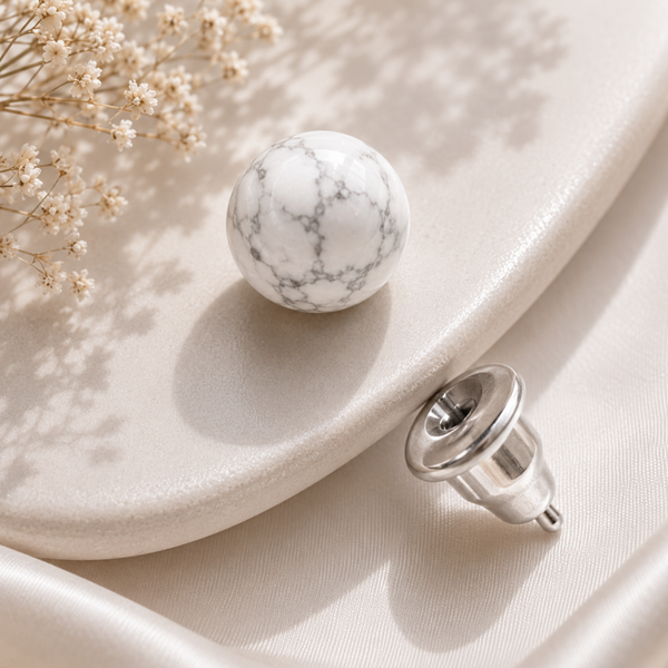 Boucles d'oreilles Howlite blanche