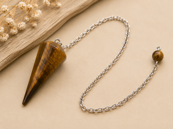 🔮 Pendule Conique en Œil de Tigre – 3,5 cm