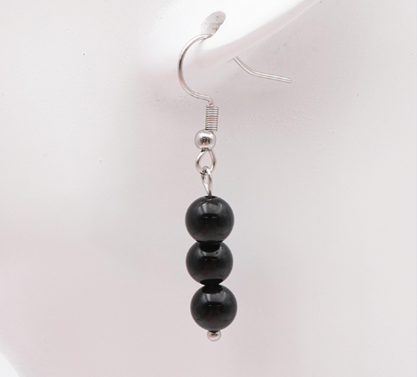 Boucle d'oreilles Obsidienne noire