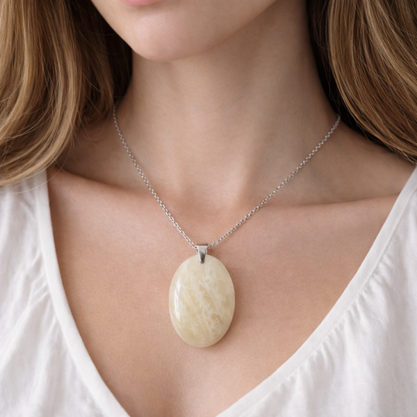 Collier Pierre de lune beige