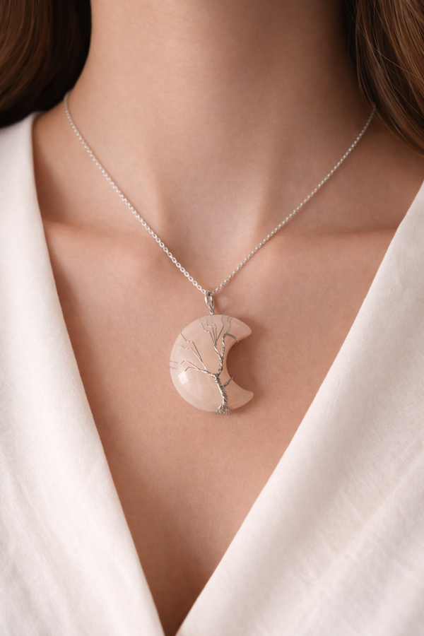 Collier Lune Quartz Rose