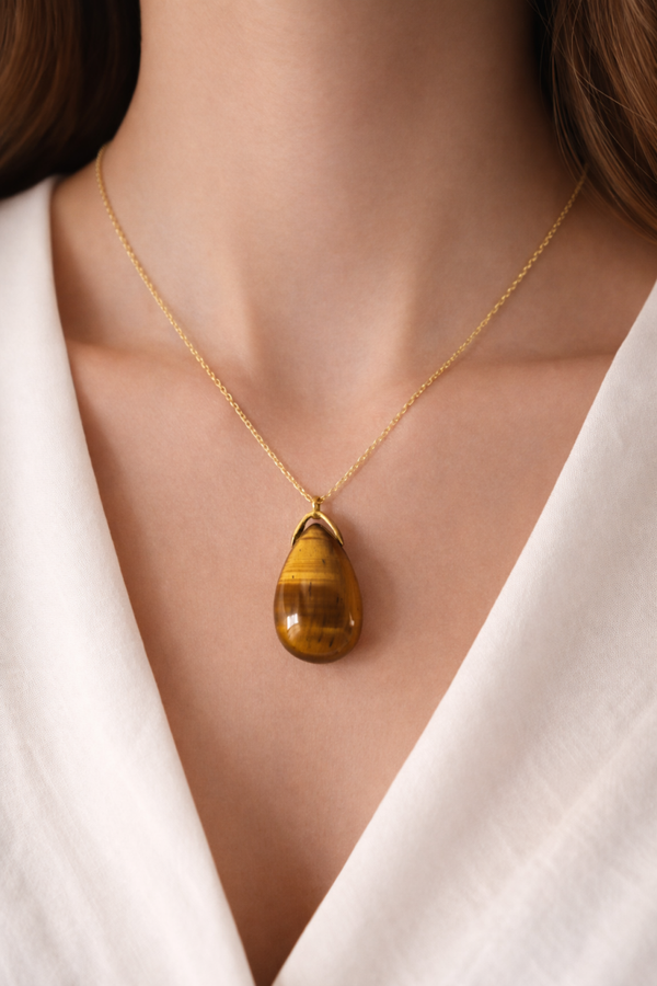 Collier goutte Oeil de tigre