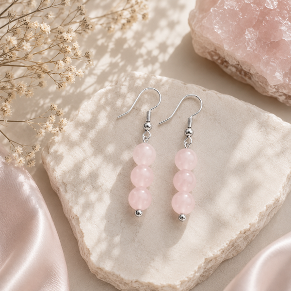 Boucle d'oreille Quartz rose