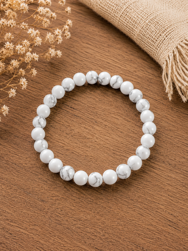 Bracelet Howlite Blanche 💎 La sagesse du silence