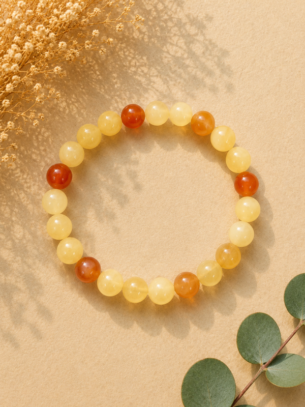 ☀️ Bracelet Énergie Solaire – Cornaline & Calcite Jaune