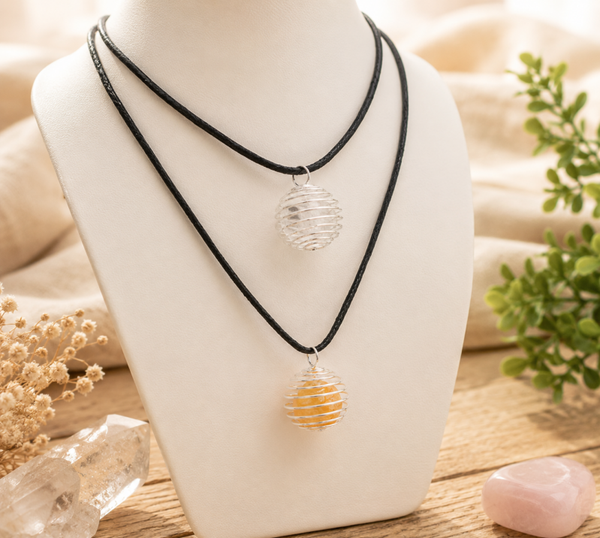 💎 Collier Cage à Pierre – Pierre interchangeable
