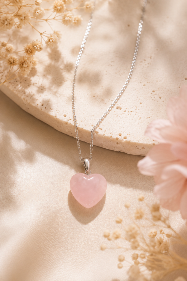 Quartz rose, coeur