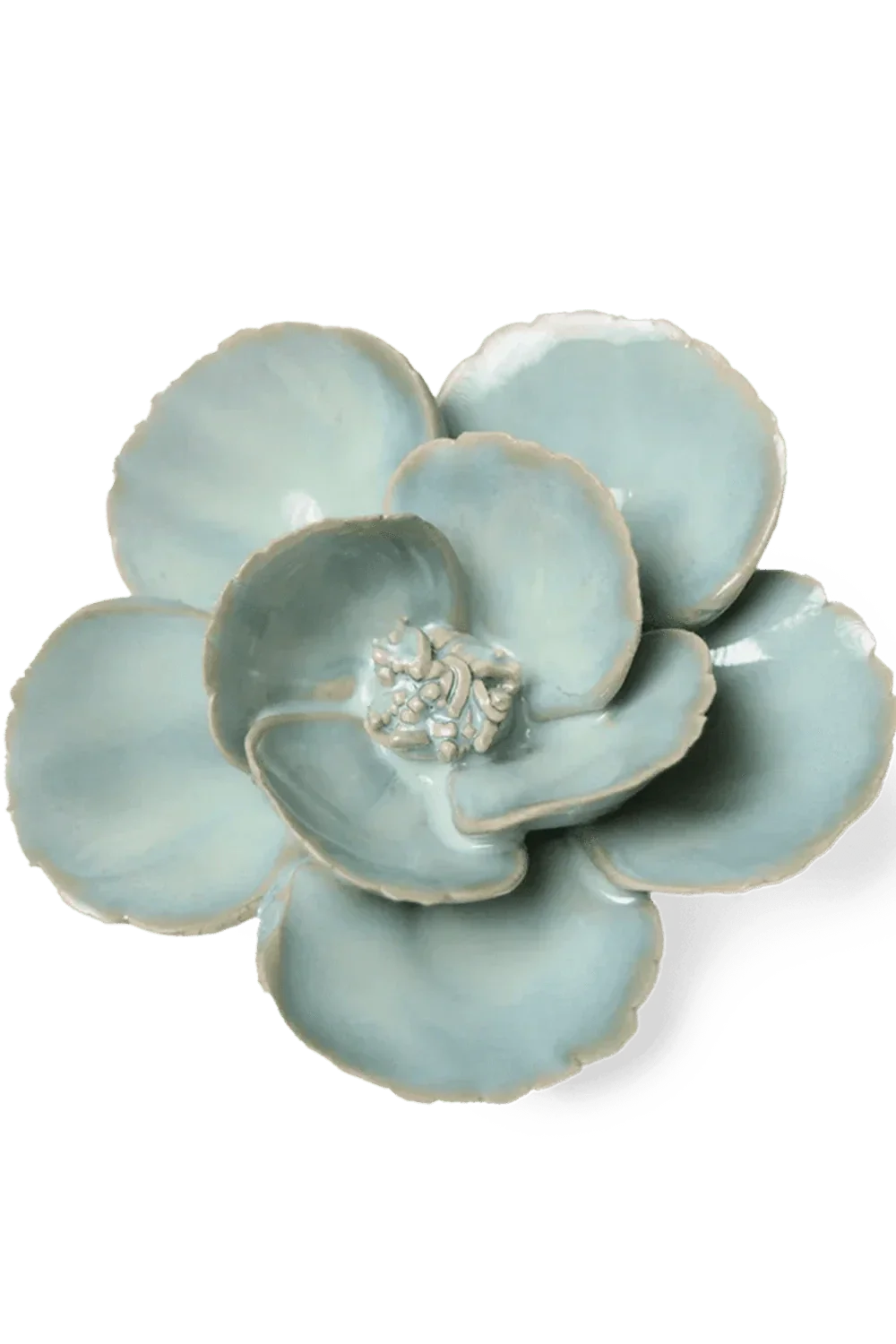 Keramieken Bloem - Papaver - Blauwgroen (teal)
