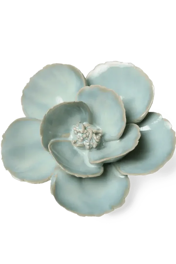 Keramieken Bloem - Papaver - Blauwgroen (teal)