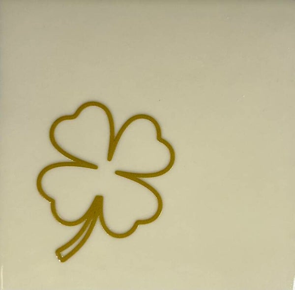 Tegeltje 'Klavertje4' - crème/goud