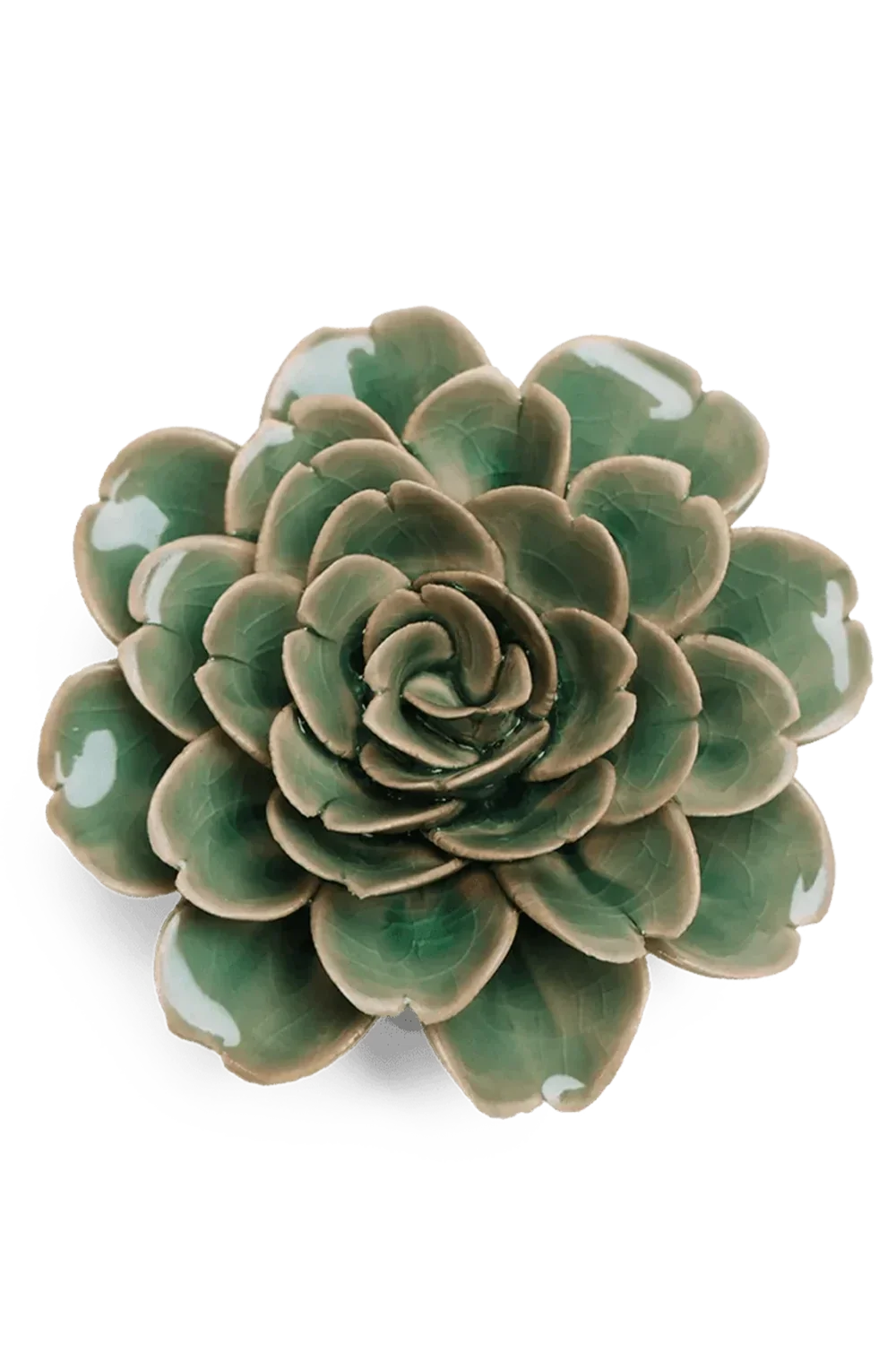 Keramieken Bloem - Roos - Groen