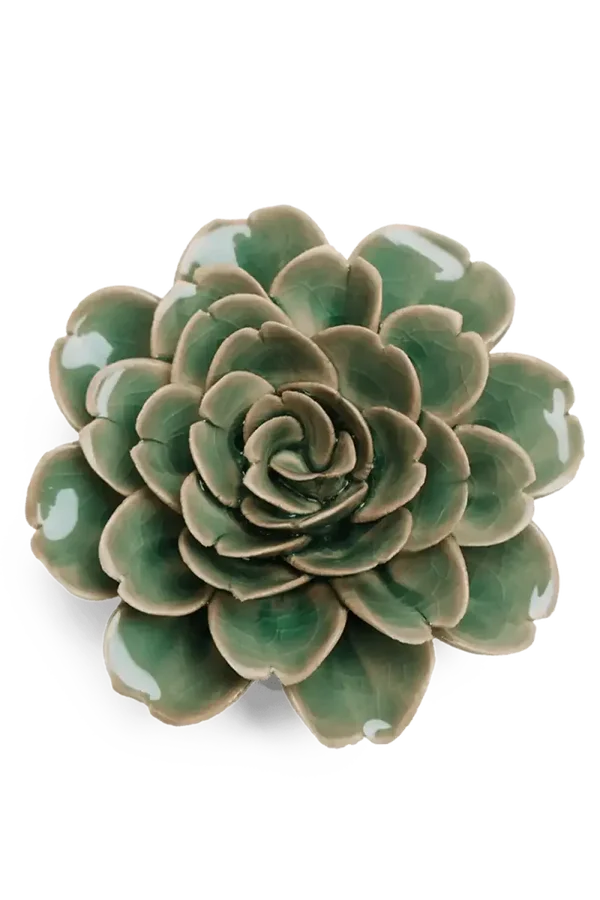 Keramieken Bloem - Roos - Groen