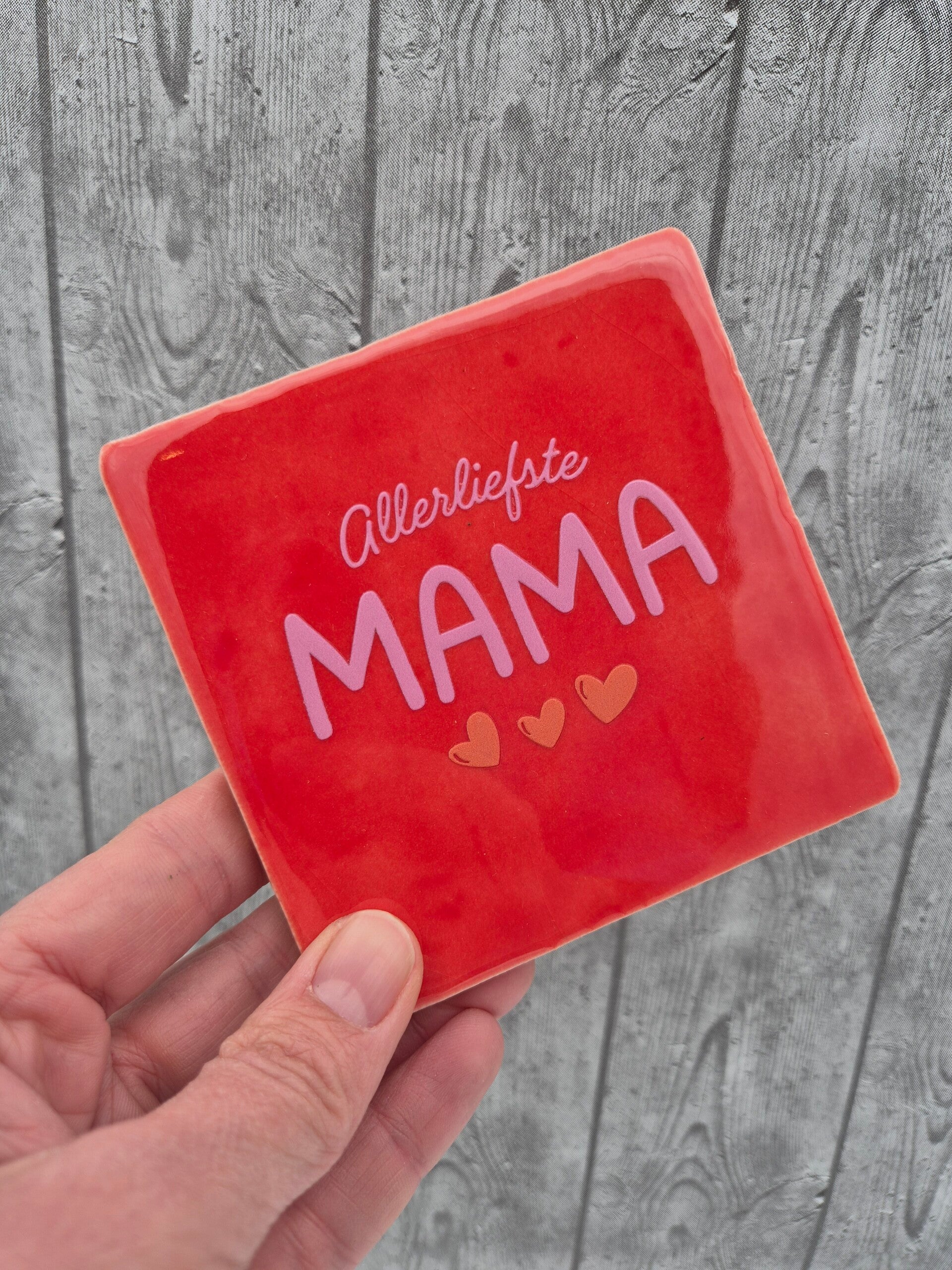 Tegeltje 'Allerliefste mama' - rood/roze