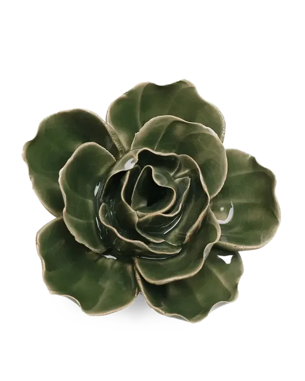 Keramieken Bloem - Ranonkel - Donkergroen