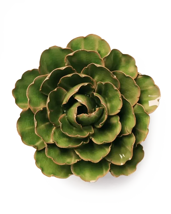 Keramieken Bloem - Pioenroos - Avocadogroen