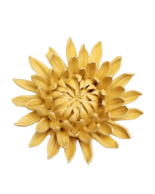 Keramieken Bloem - Chrysant - Geel
