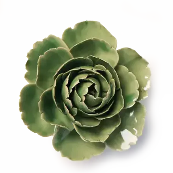Keramieken Bloem - Engelse Roos - Groen