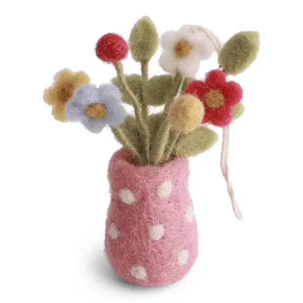 Gry & Sif vilten hanger - Vaas met stippen en bloemen
