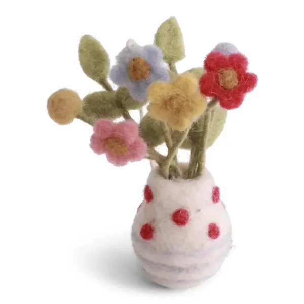 Gry & Sif vilten hanger - Vaas met stippen, strepen en bloemen