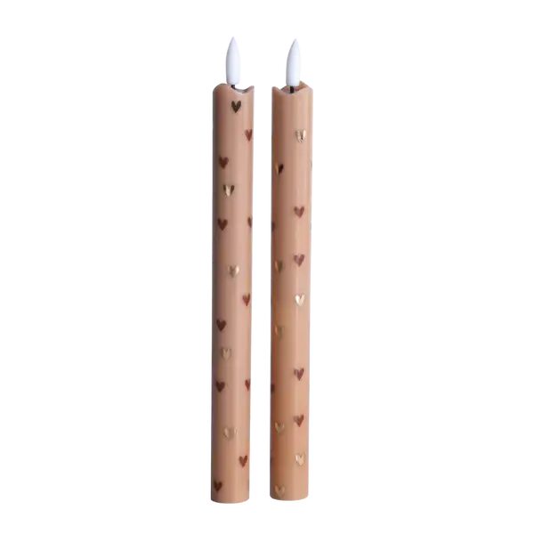 LED Pillar Candle Hearts Sand - Set of 2