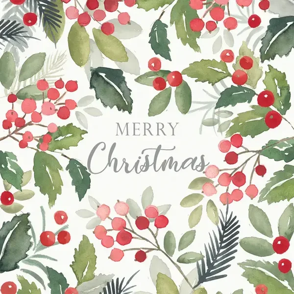 Hulstbladeren 'Merry Christmas' - Servet