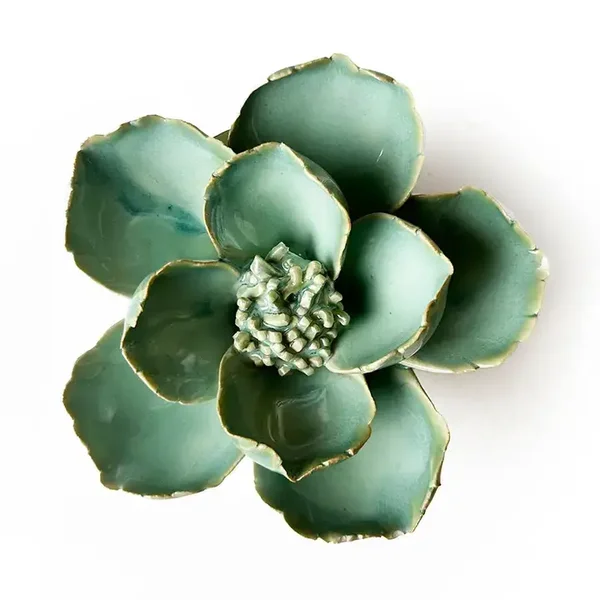 Keramieken Bloem - Papaver - Blauwgroen (teal)