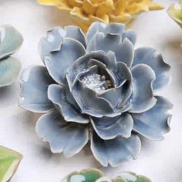 Keramieken Bloem - Roos - Pastelblauw